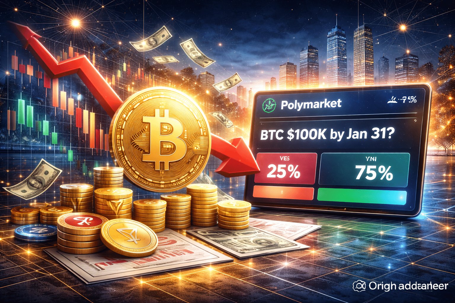 Polymarket Odds Suggest Waning Confidence Bitcoin Will Hit $100K in January